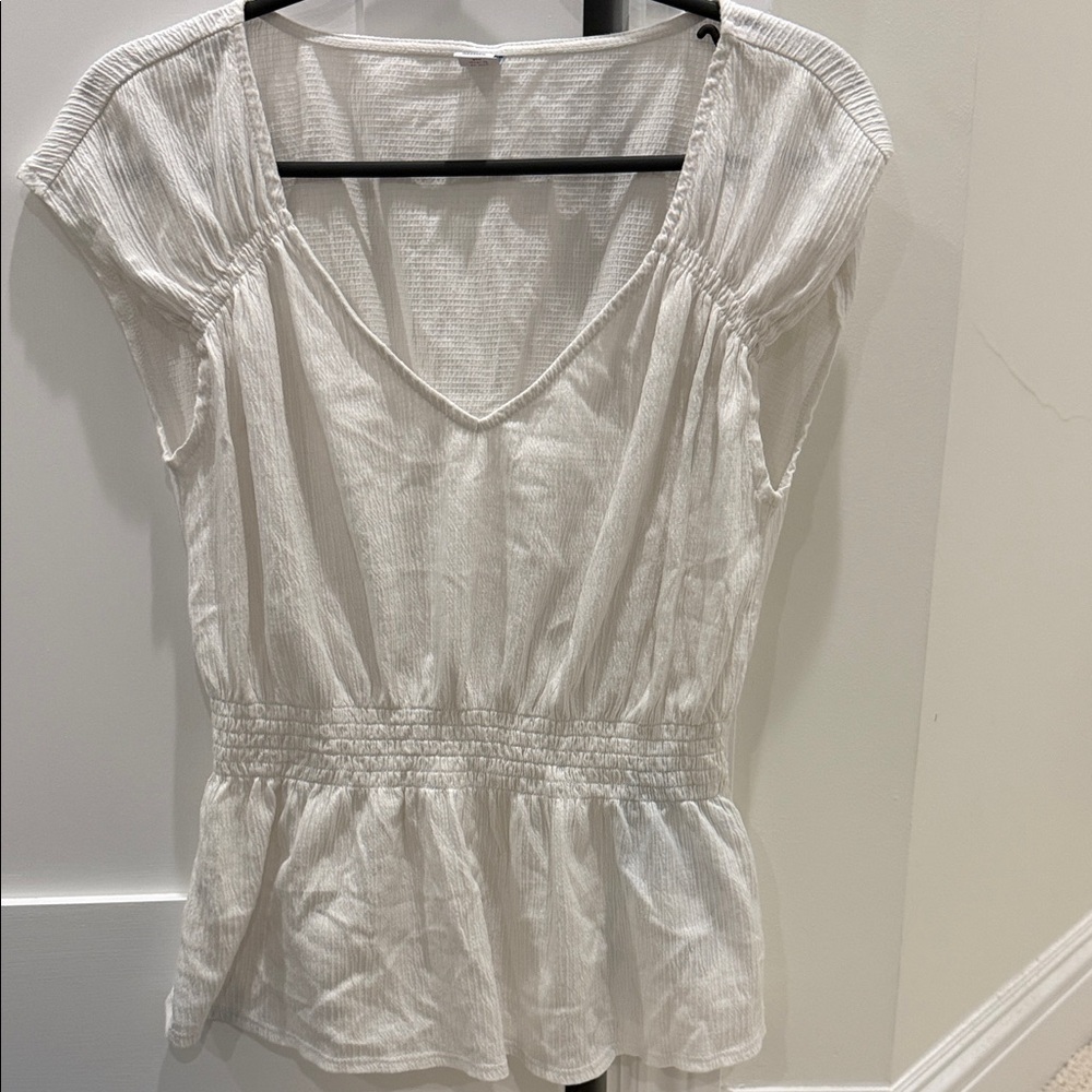 Old Navy White Blouse with Peplum Hem